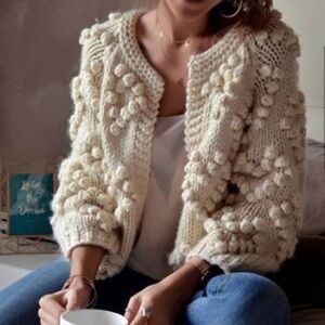 Chunky Knit Cream Cardigan-M